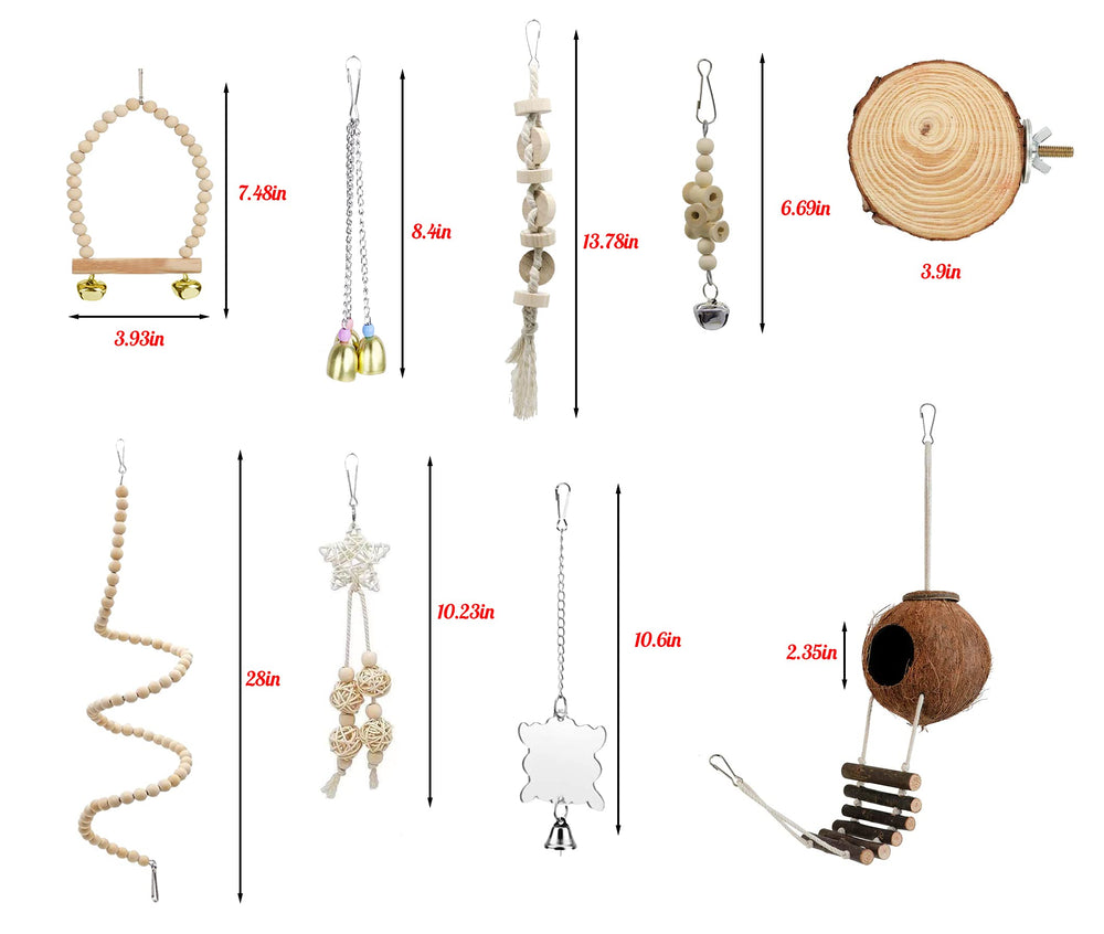 Tolmiow natural wood bird toy close-up showing durable construction