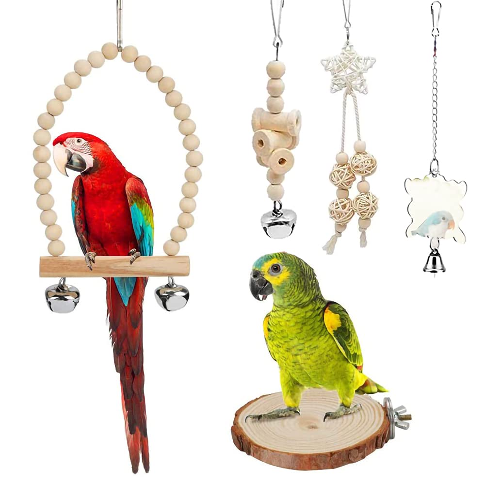 Tolmiow parrot swing with bells adds motion and sound stimulation