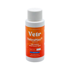 ToltraMax Toltrazuril 5% bottle for horses, dogs, and cats; easy-to-dispense oral formula.