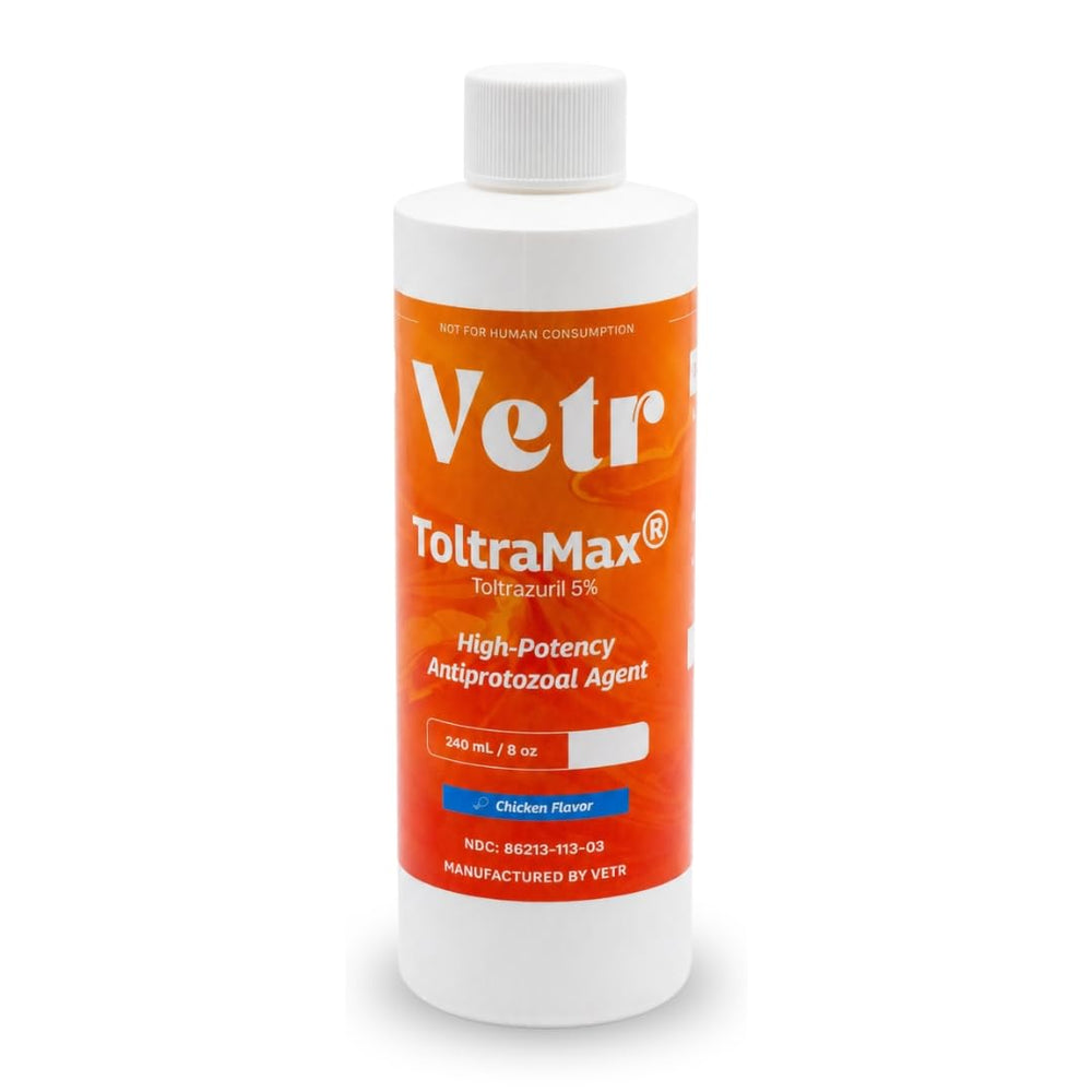 ToltraMax Toltrazuril 5% bottle for precise dosing in pets.