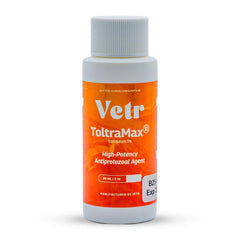 ToltraMax Toltrazuril 60ml bottle, veterinary-use pet medicine for horses, dogs, and cats.