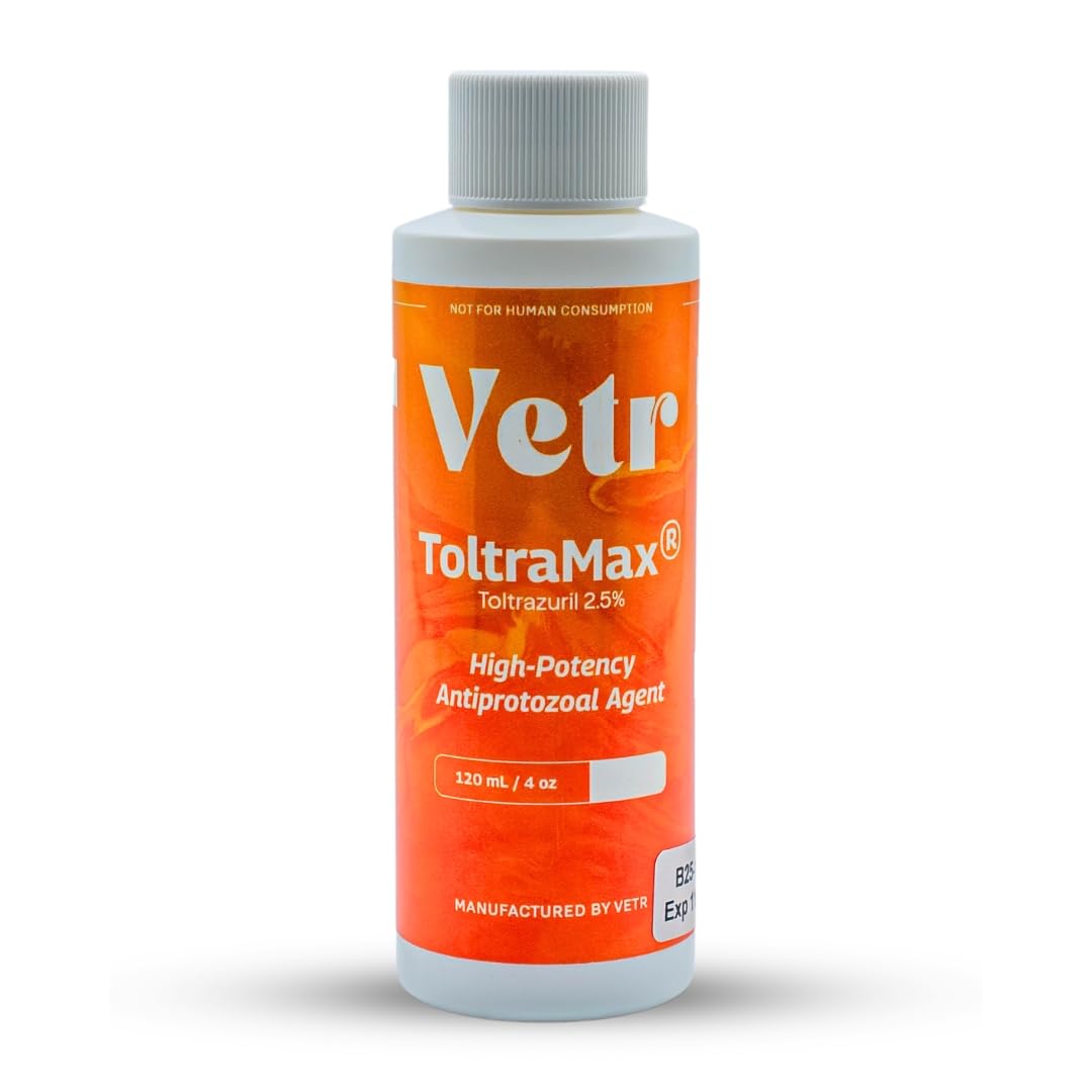 ToltraMax Toltrazuril bottle view highlights convenient pet dosing.