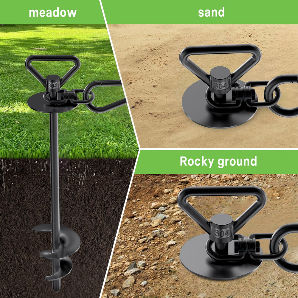 TOMBABY packaged stake kit includes rope and accessories for quick setup.