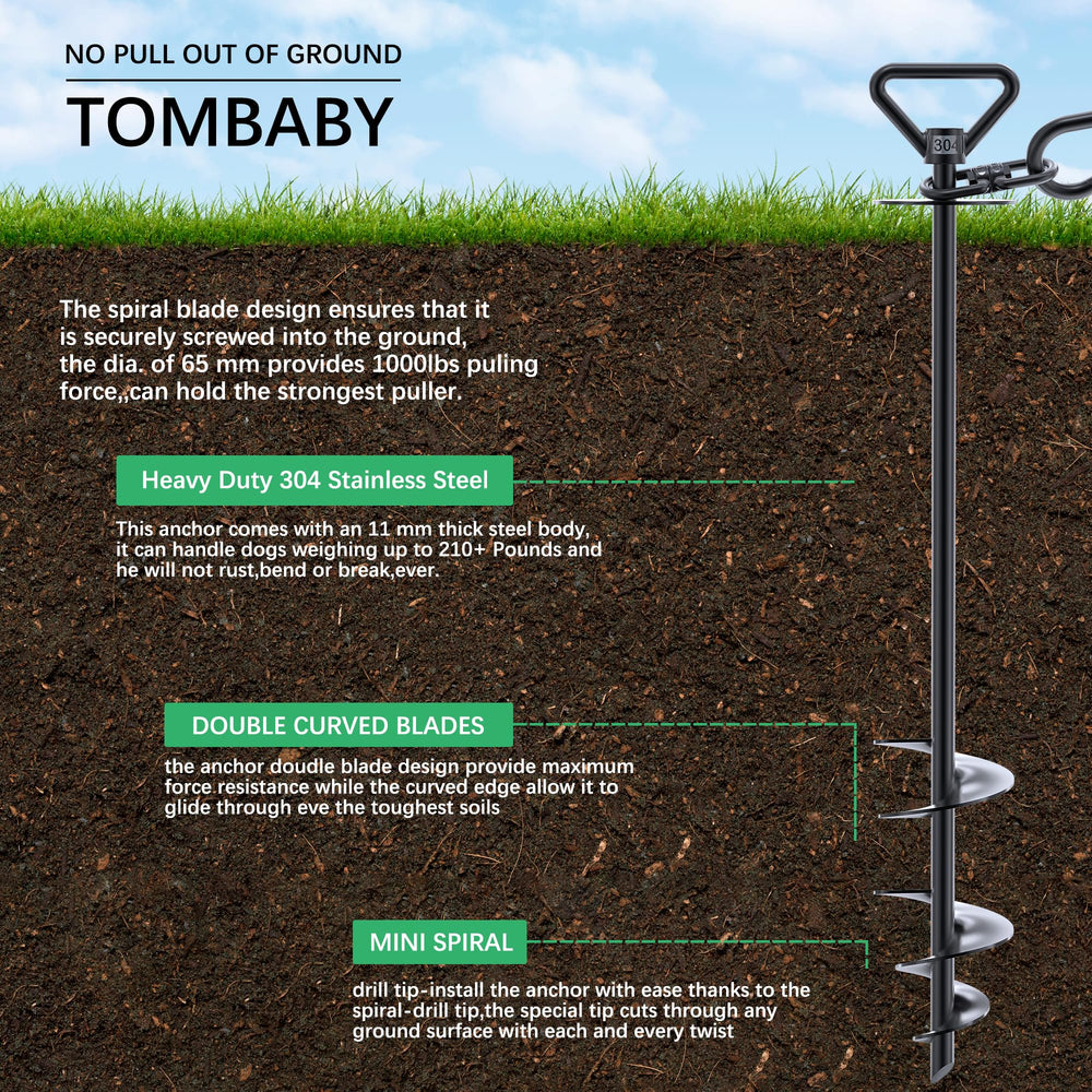 TOMBABY included carabiner, brushes, pole, and manual for setup.