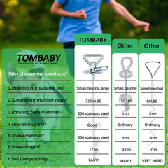 TOMBABY stainless steel ground anchor ensures long-lasting durability.