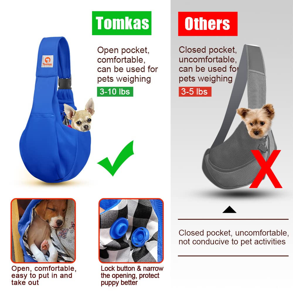 TOMKAS dog carrier in use during an outdoor walk.