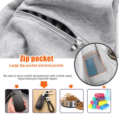 Tomkas dog purse with zip-pocket grey keeps essentials like phone and leash organized