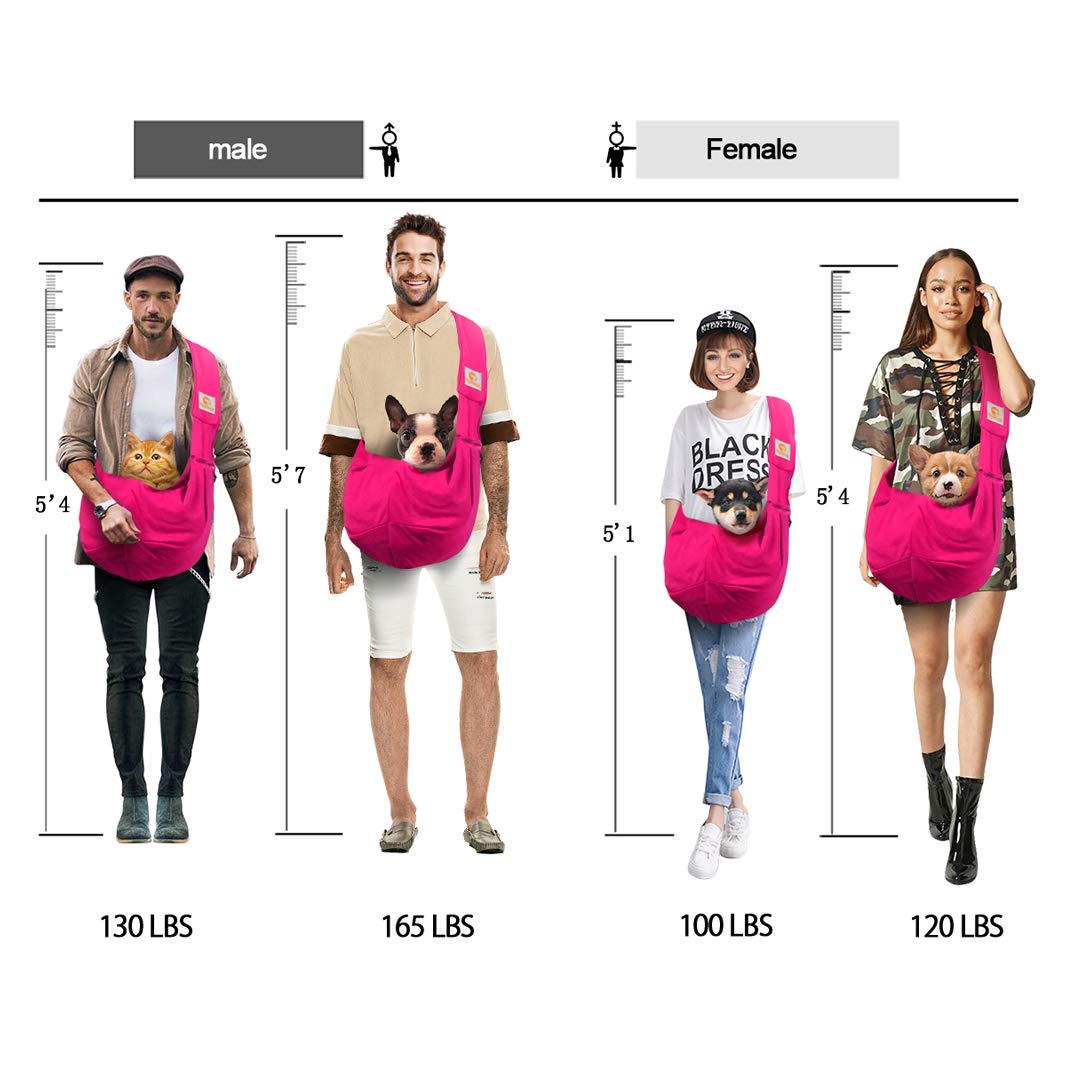 TOMKAS rose red sling helping keep your small dog close during walks.