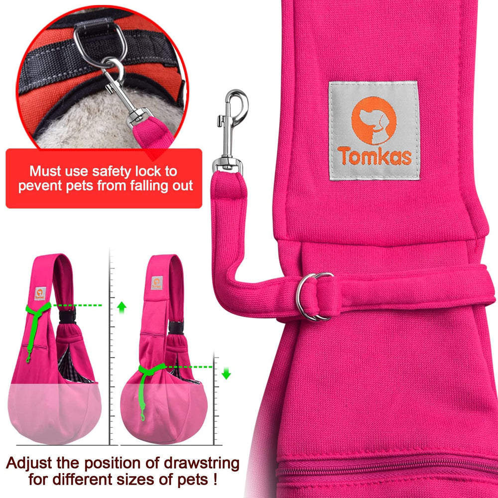 TOMKAS rose red sling with a large opening for quick loading and unloading.