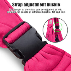 TOMKAS rose red sling showing secure safety buckle for added pet security.