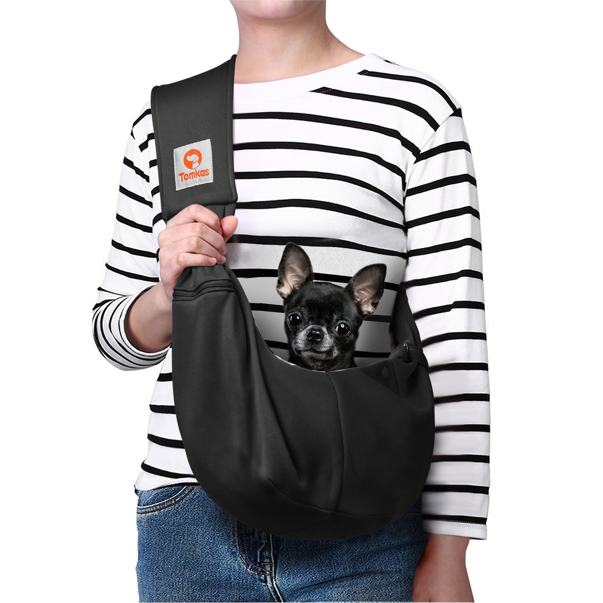 TOMKAS dog sling carrier for small dogs, ideal for travel and daily outings.
