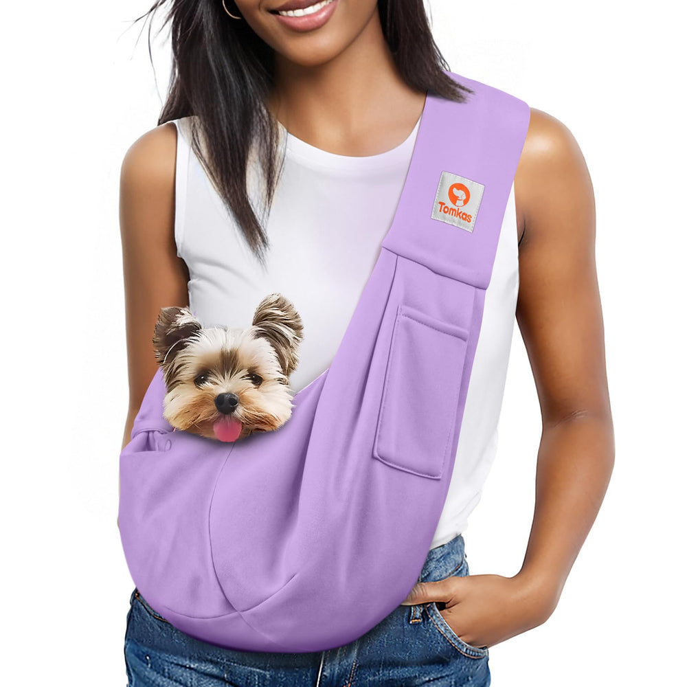 Tomkas small dog carrier sling light purple, ideal for convenient hands-free outings