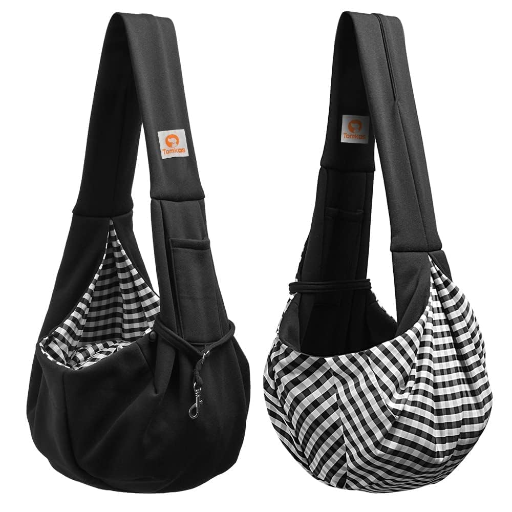 Tomkas small dog sling black color detail showcases versatile daily use