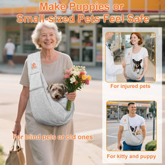 Tomkas small dog sling carrier top opening easy access for pets.