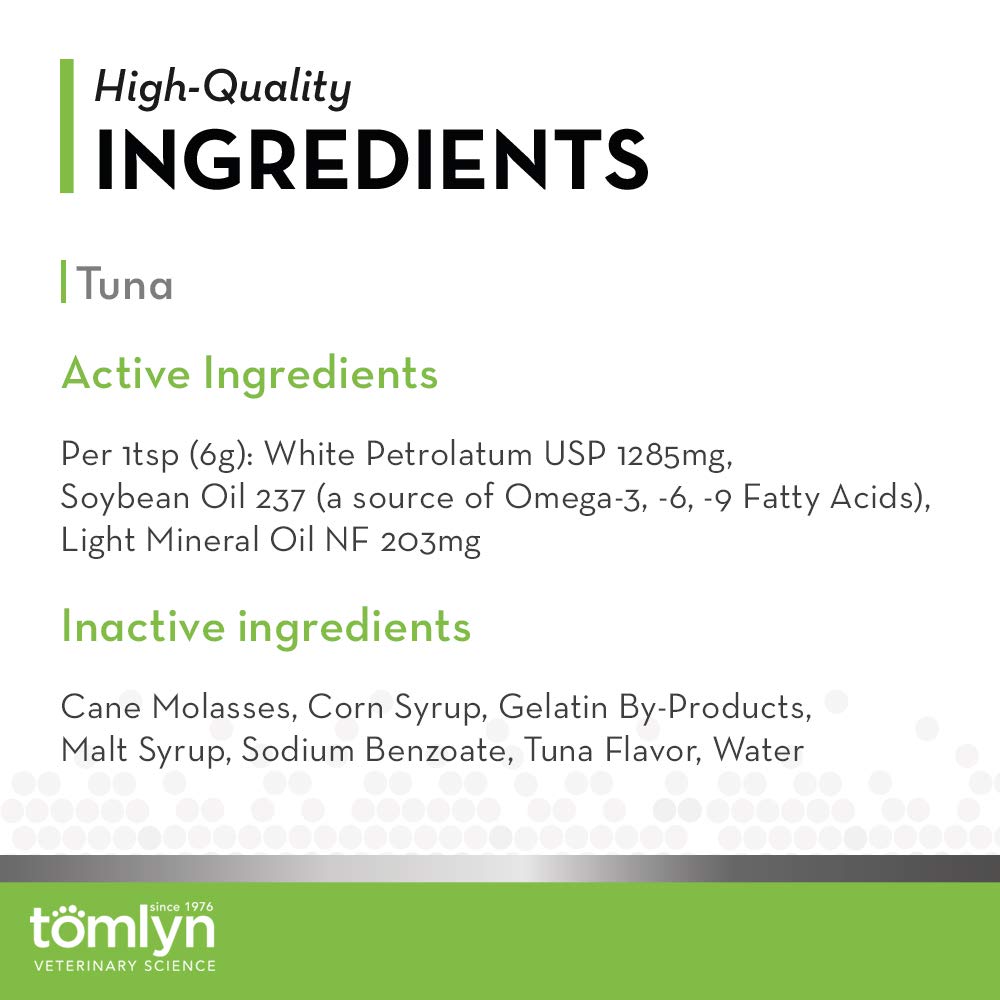 Tomlyn Laxatone tuna-flavored front-packaging highlights trusted lubricants in the gel