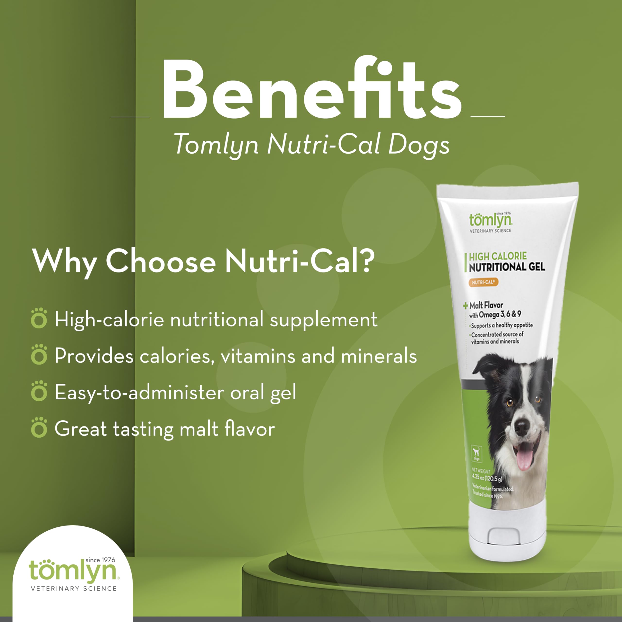 Close-up of Nutri-Cal label highlighting omega-3 and omega-6 for skin and joints