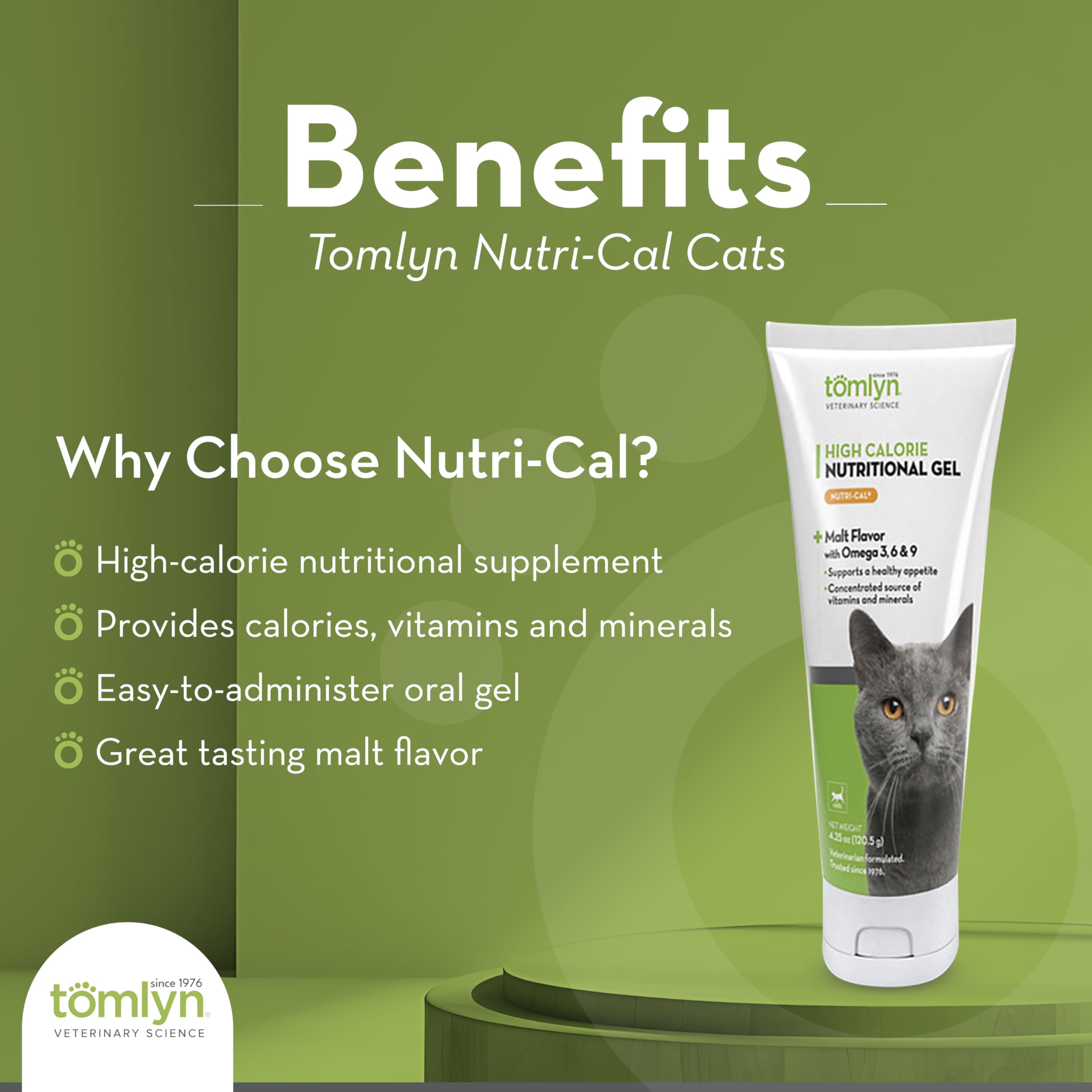 Tomlyn Nutri-Cal tube dispense, easy dosing for quick cat servings.