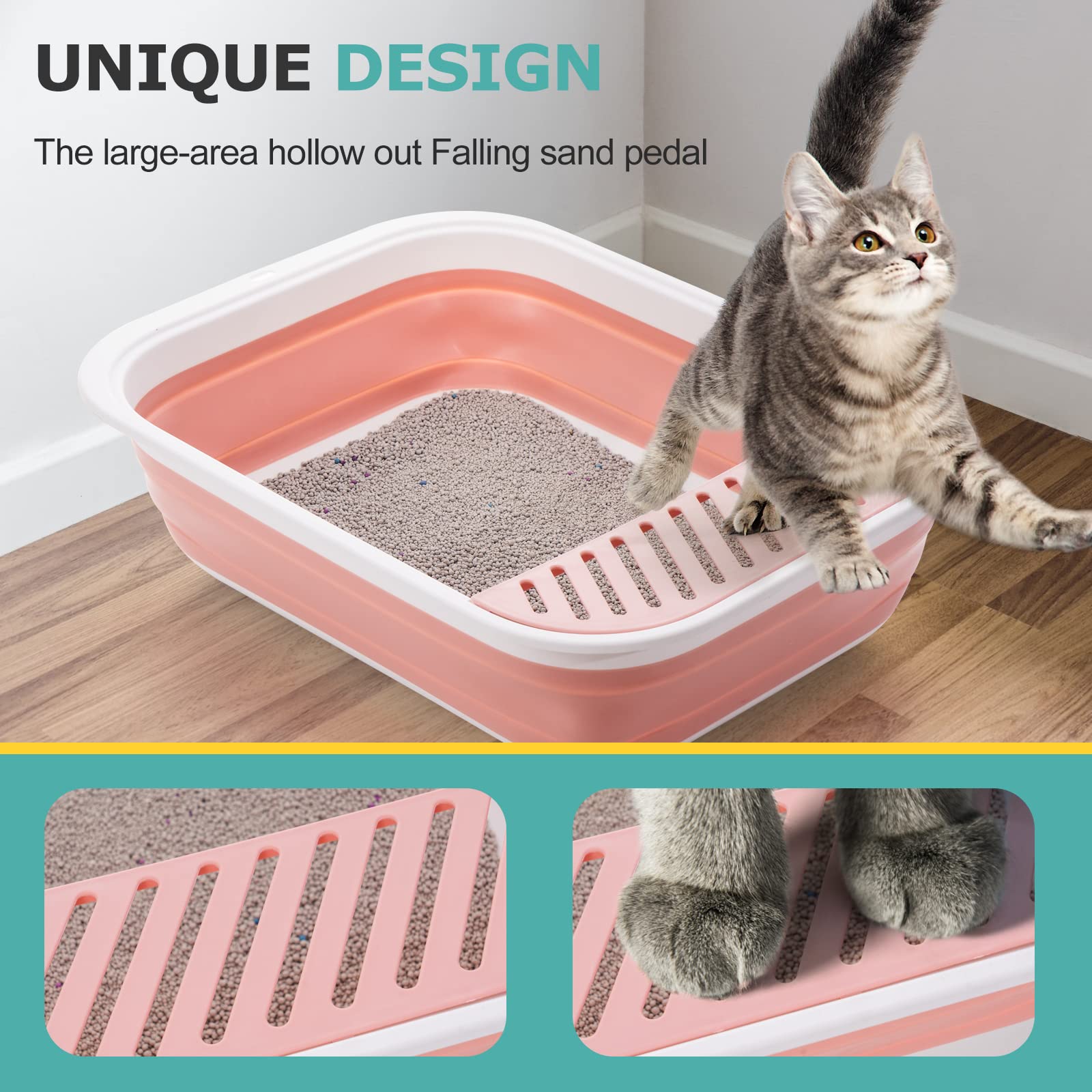 TomteNisse anti-splash design pink reduces litter spray during use.