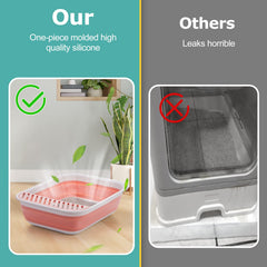 TomteNisse foldable cat potty pink folds flat for easy storage.