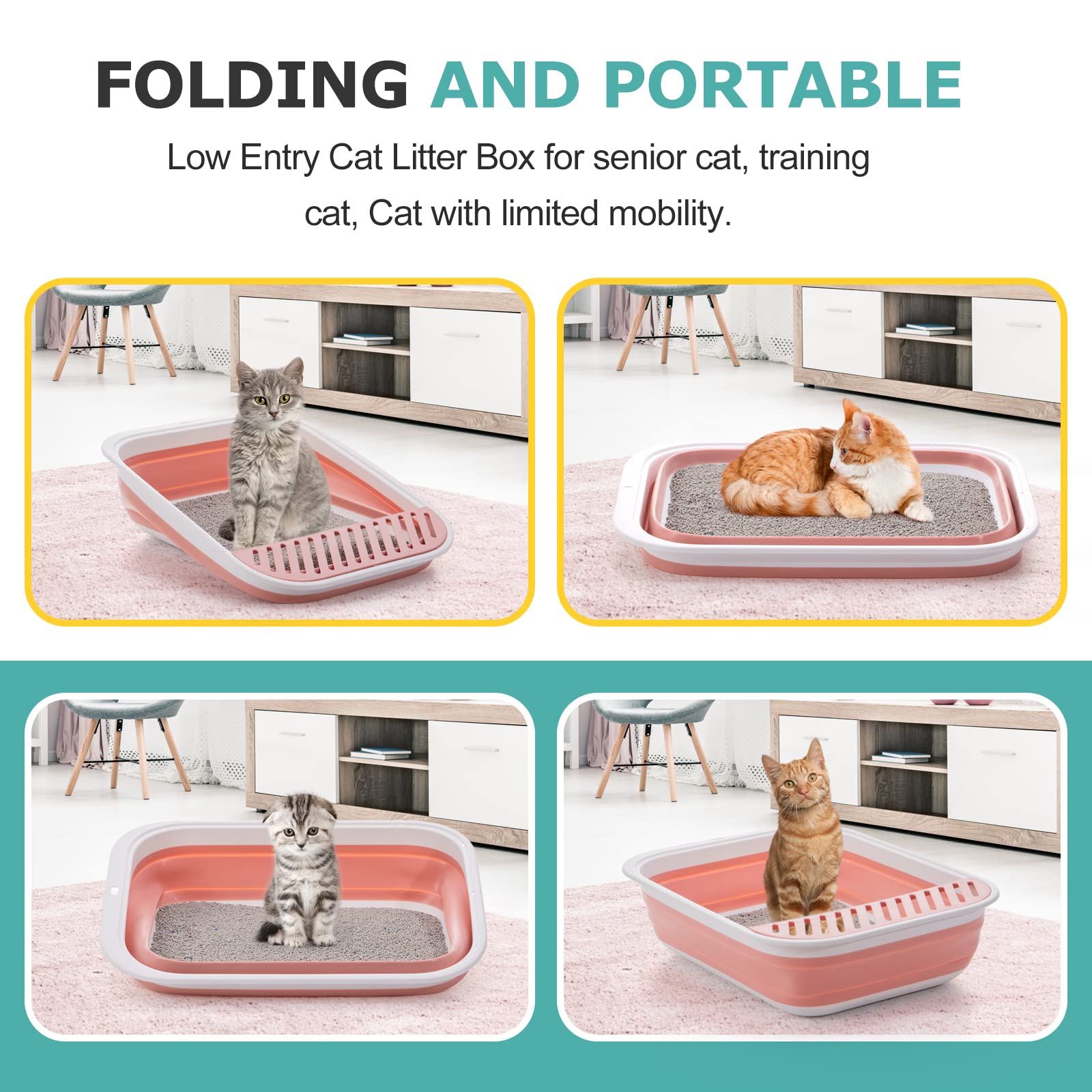 TomteNisse height-adjustable sides pink fit different spaces and cat sizes.