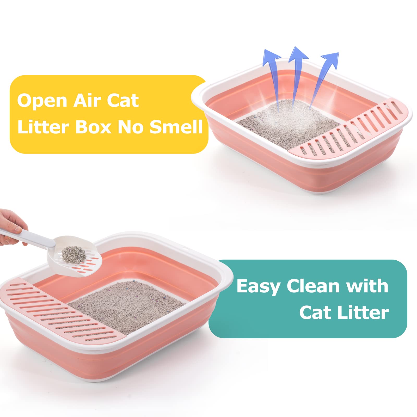 TomteNisse large cat litter tray pink provides roomy space for bigger cats.