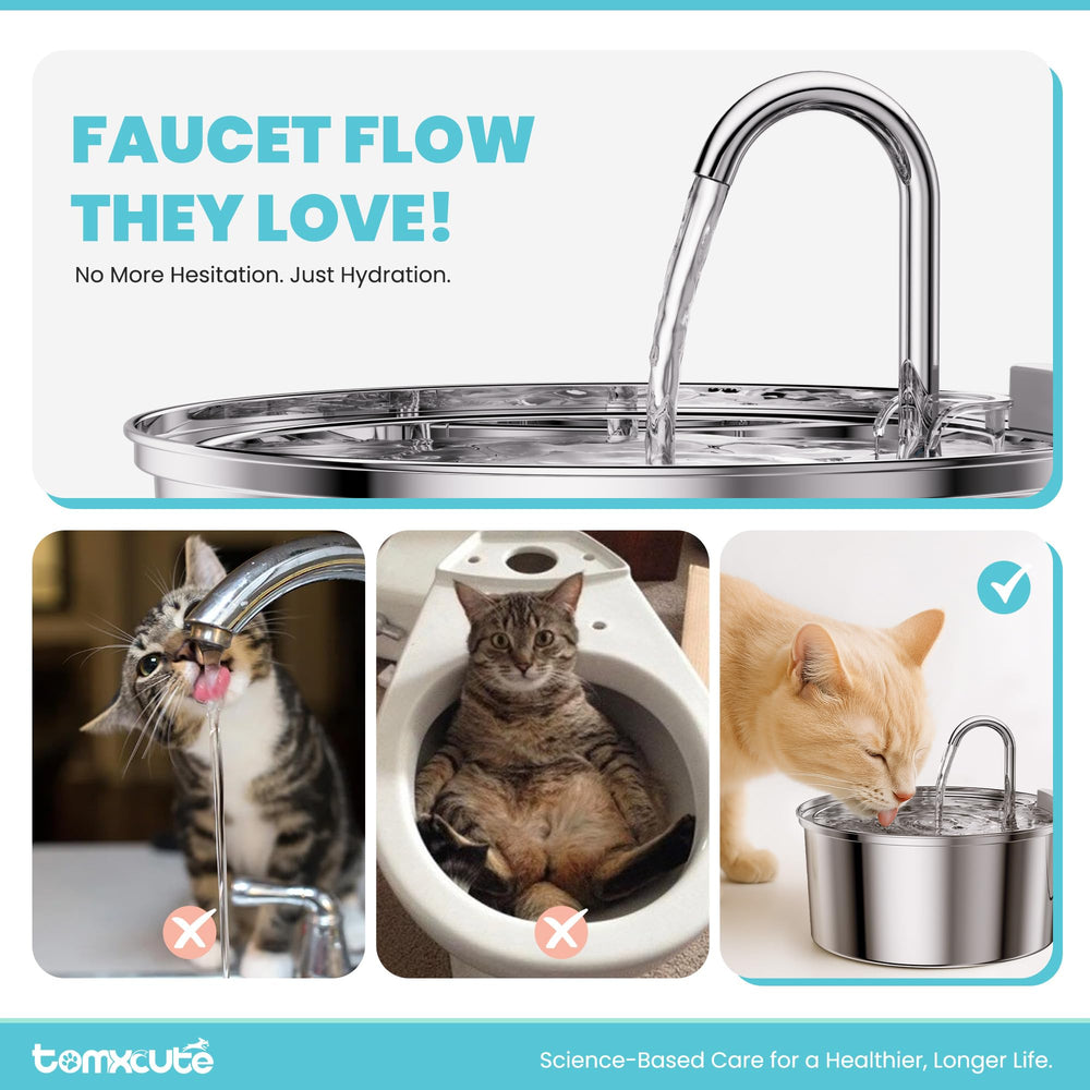 Tomxcute cat water fountain dishwasher-safe design simplifies cleaning and maintenance.