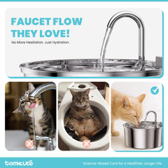 Tomxcute cat water fountain dishwasher-safe design simplifies cleaning and maintenance.