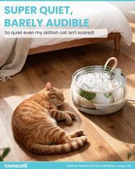 Tomxcute cat water fountain four-liter tank for long-lasting hydration.