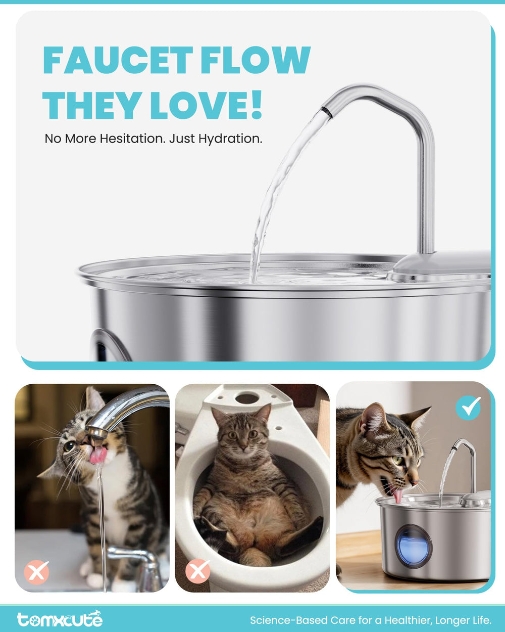 Tomxcute large-capacity fountain supports multiple pets sharing one station