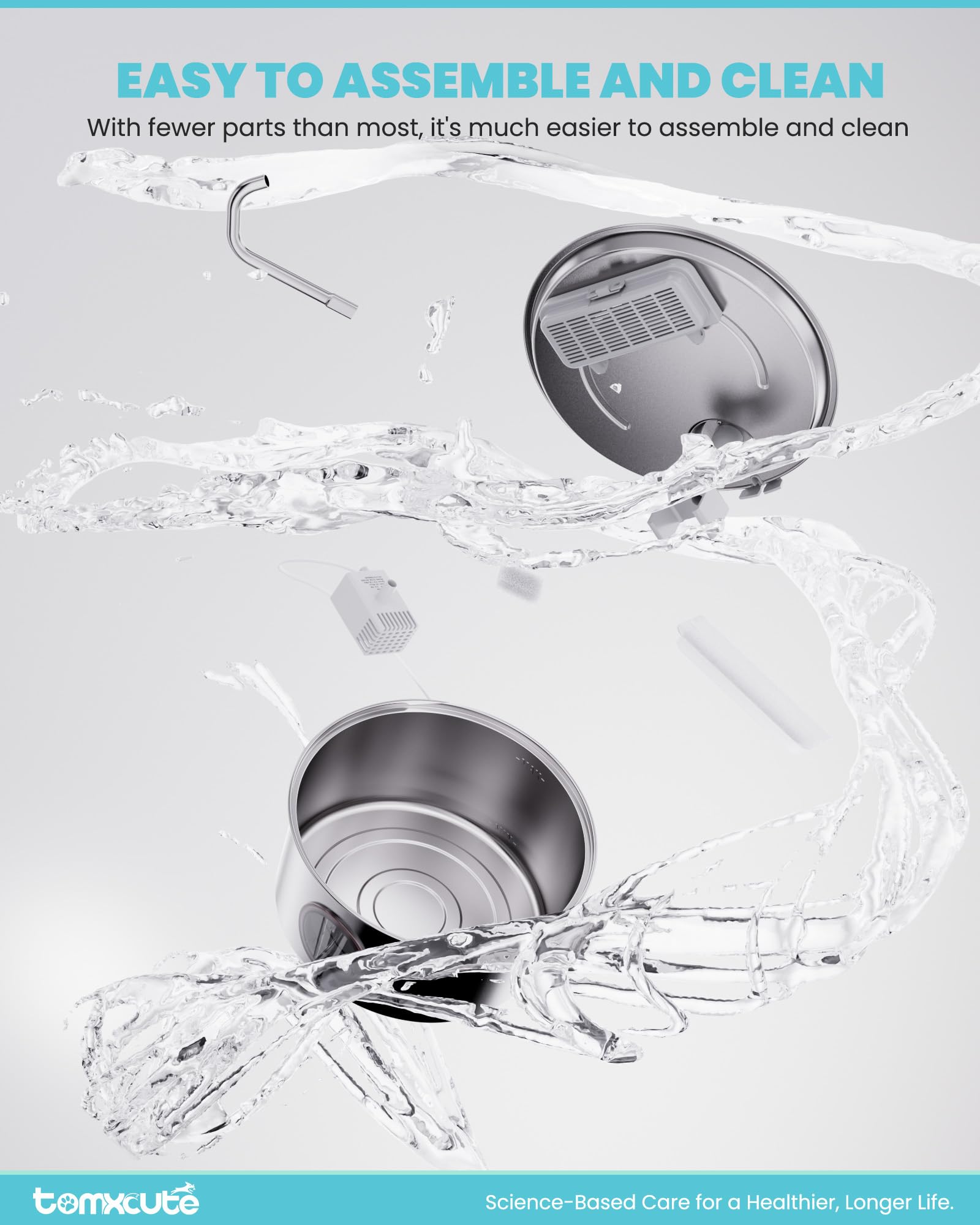 Tomxcute removable-tank design simplifies refilling and daily cleaning