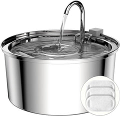 Tomxcute cat water fountain stainless steel body highlights durable, hygienic hydration.