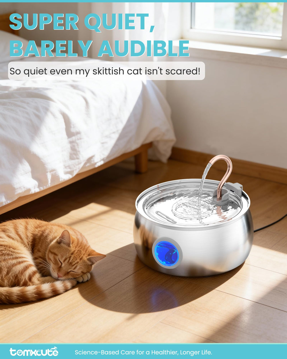 Tomxcute copper swan-neck design entices cats to drink
