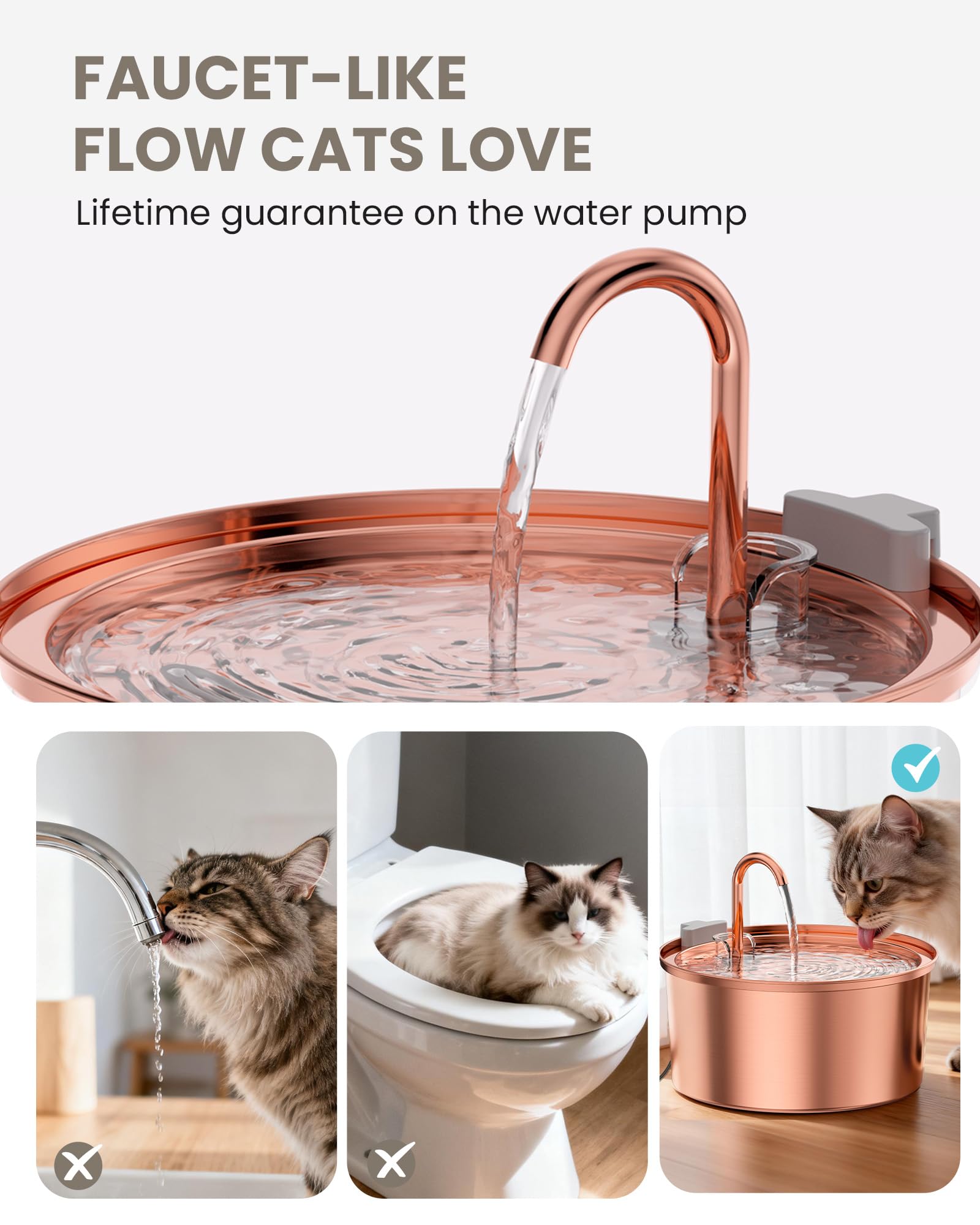 Tomxcute copper-tone fountain in living room, blends with decor