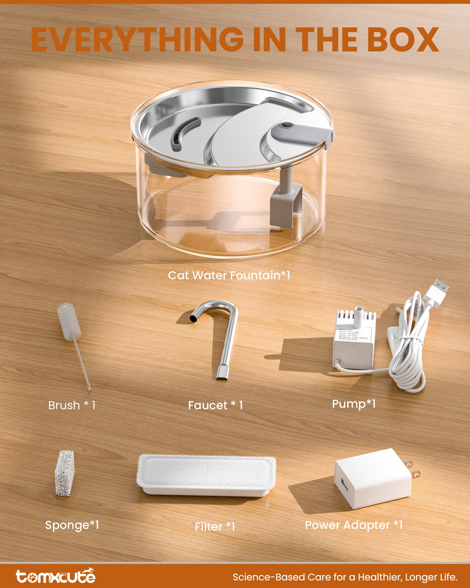 Compact Tomxcute fountain designed for 1-2 cats and small spaces