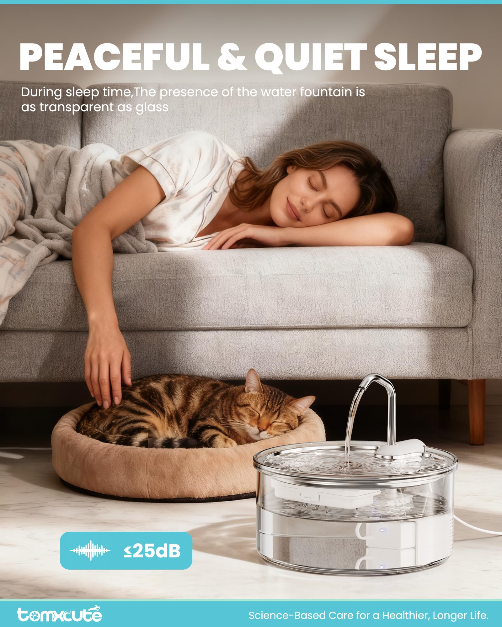 Tomxcute borosilicate glass offers crystal visibility of water flow and level.