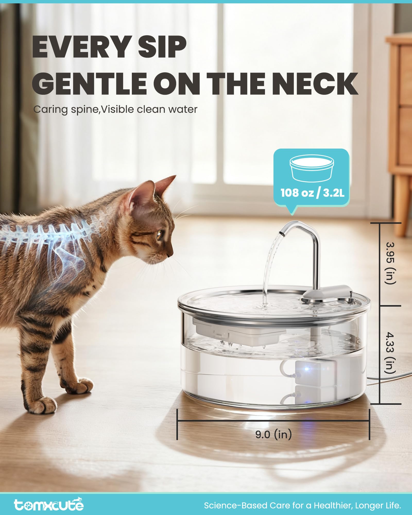 Tomxcute removable lid blocks hair and debris for clean water.