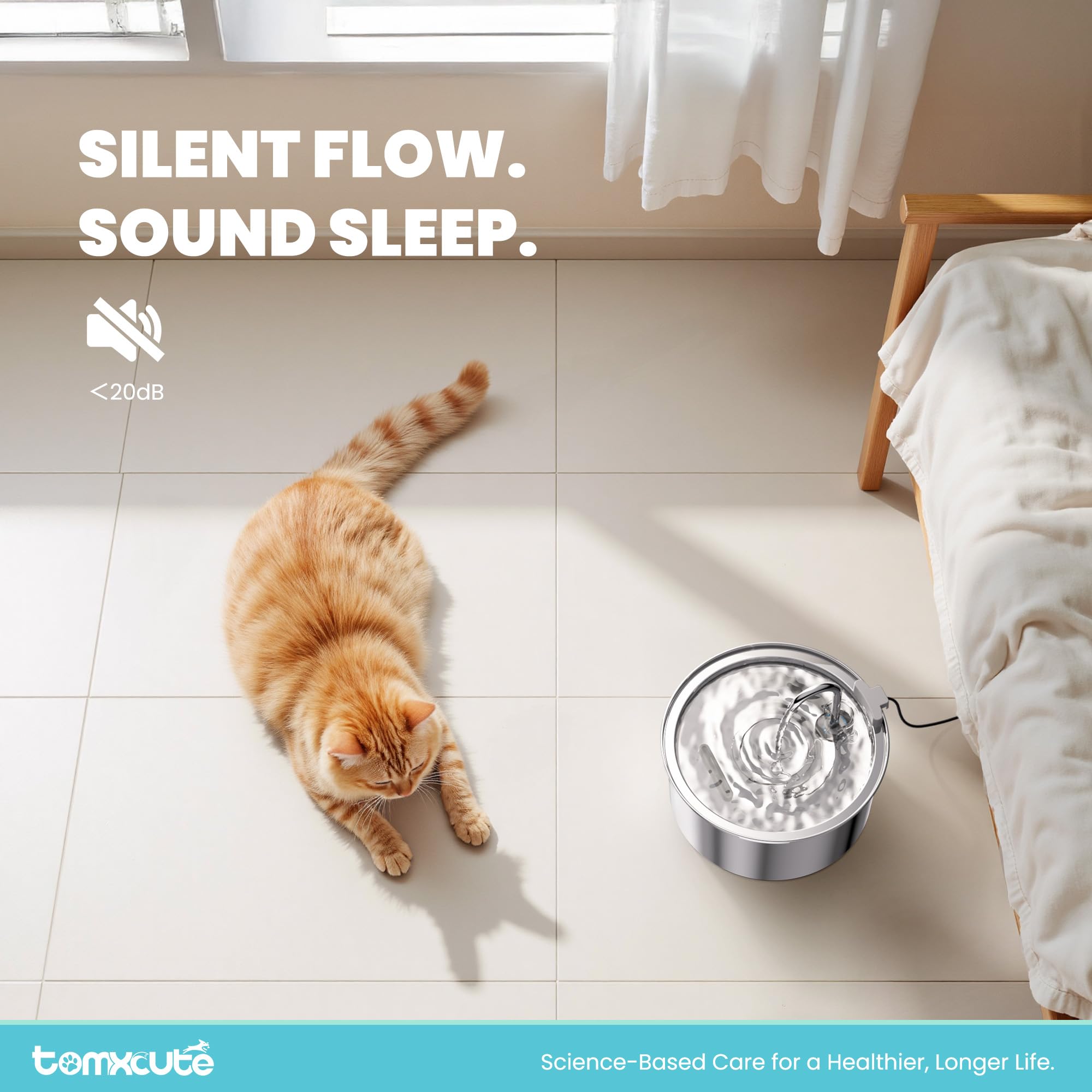 Tomxcute large-capacity cat water fountain suitable for multiple pets
