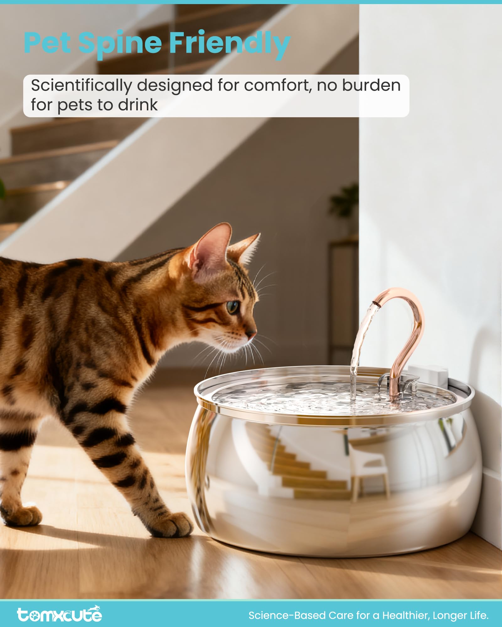 Tomxcute Quadruple filtration system reduces odors and debris for fresh water.