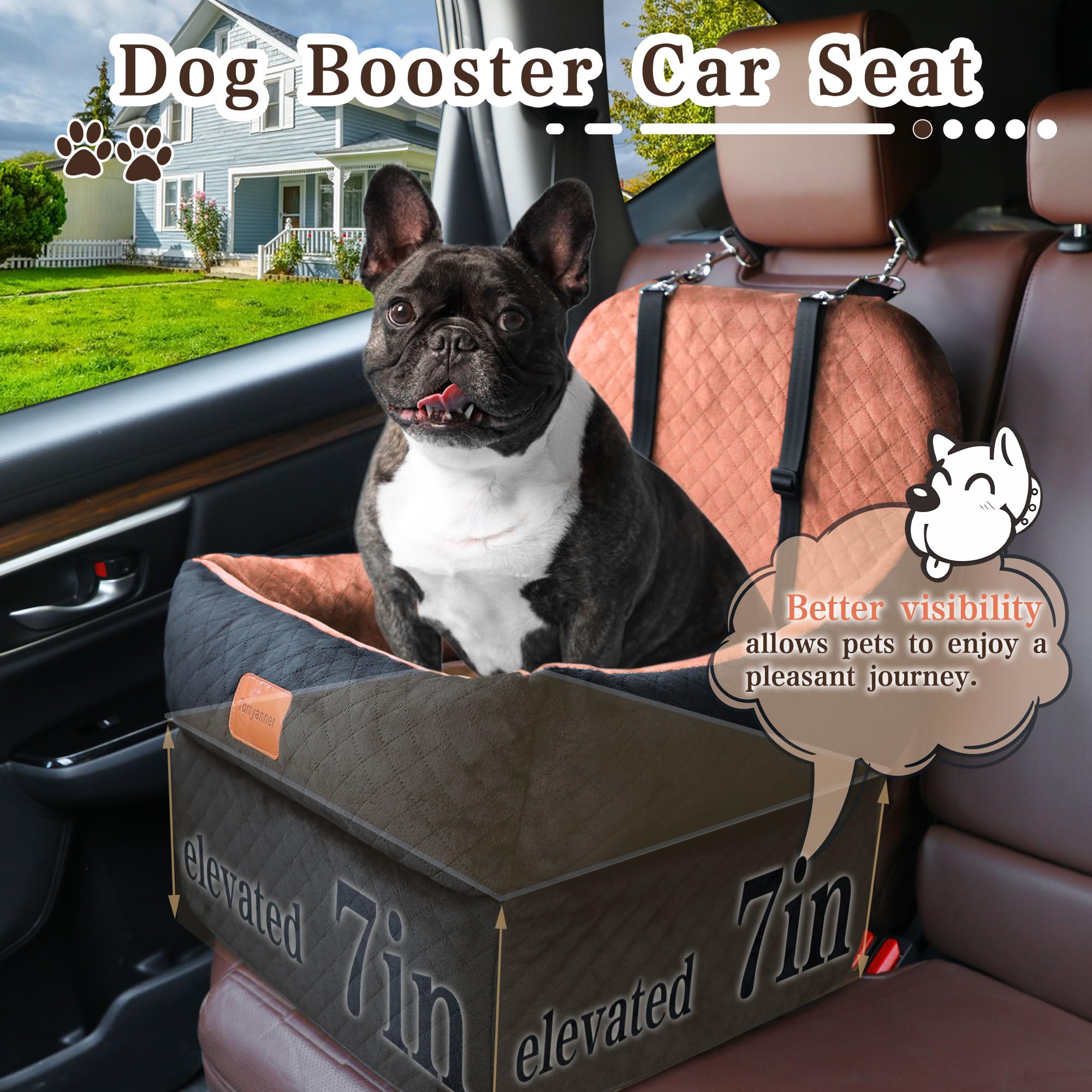 Tomyanner booster seat close-up shows ultra-soft fabric and plush edge for comfort.