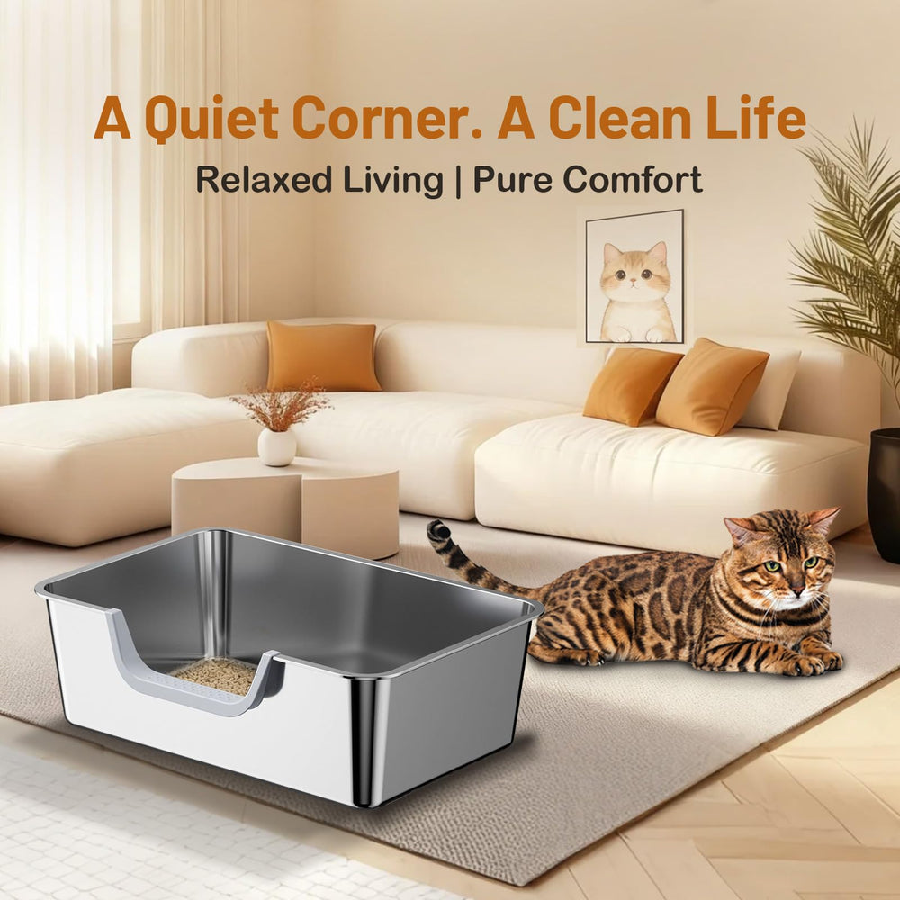 Tondid litter box bottom view highlighting interior space and accessibility