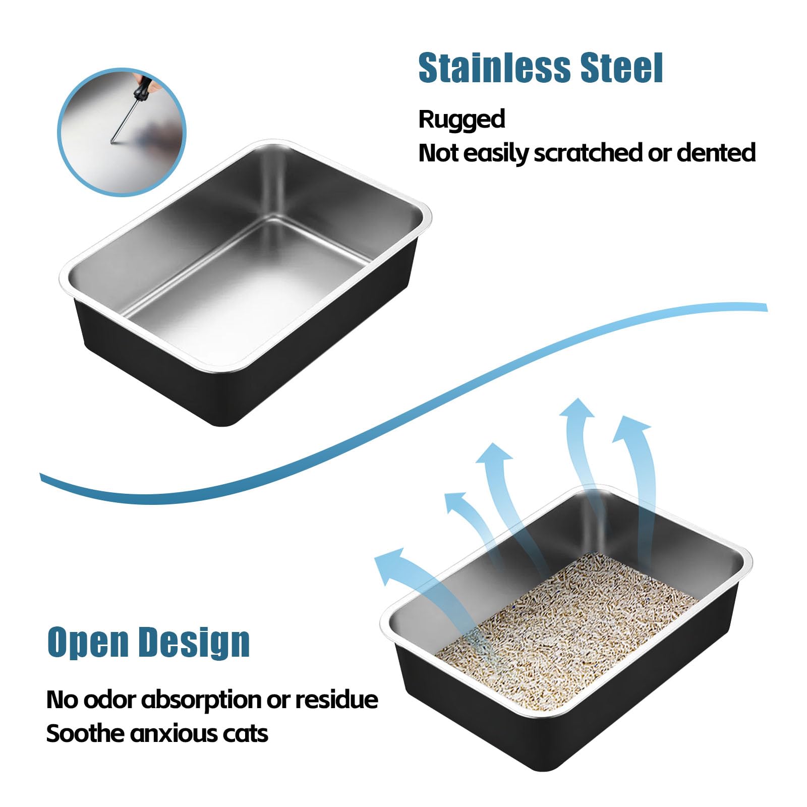 Tondid easy-clean stainless steel tray for fast waste removal.