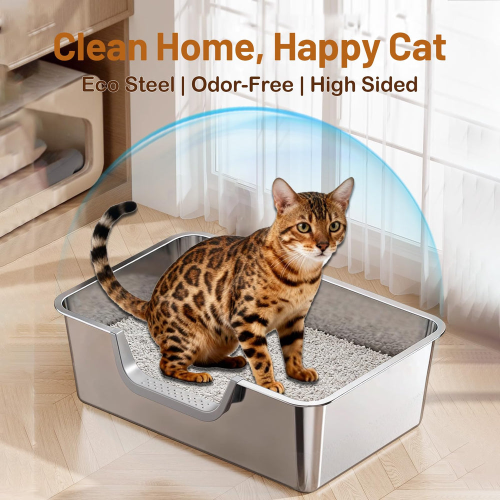 Tondid stainless steel litter box enables quick cleaning and odor control