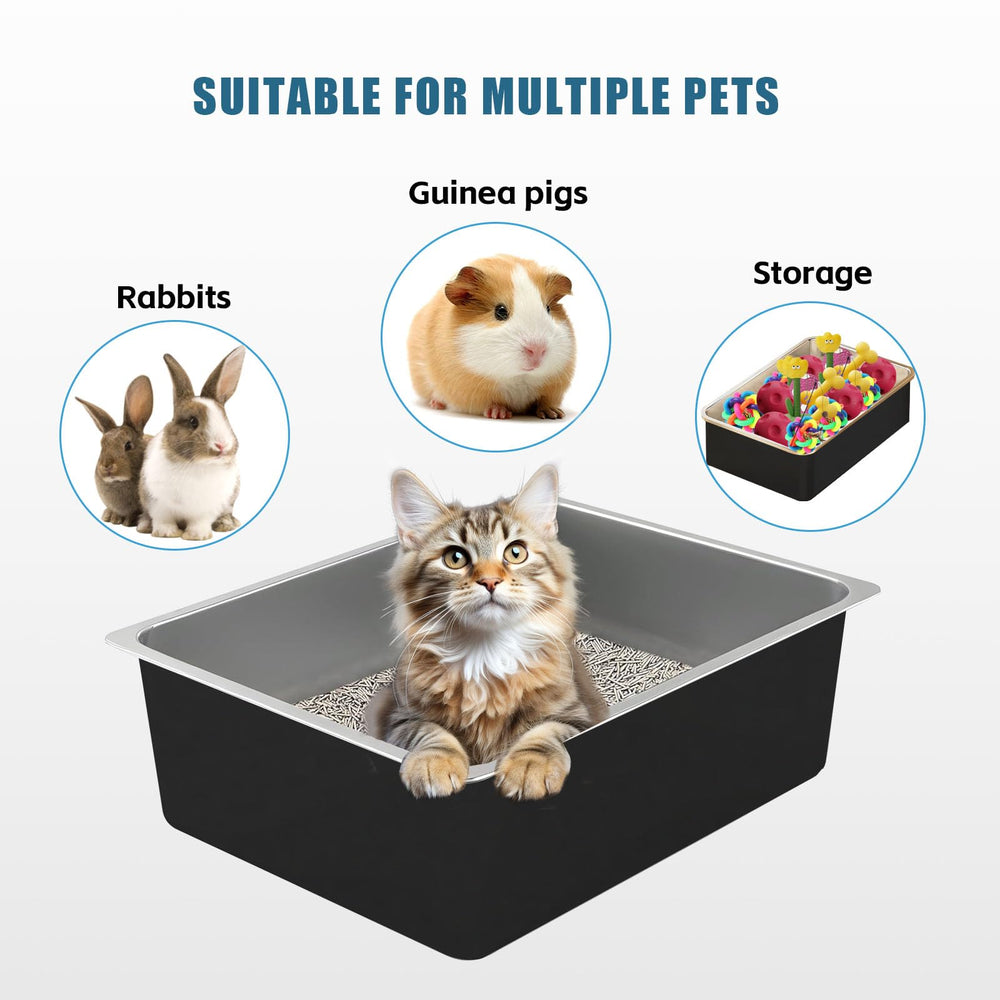 Tondid indoor-use litter box fits medium cats comfortably.