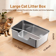Tondid stainless steel litter box side profile showing rigid construction