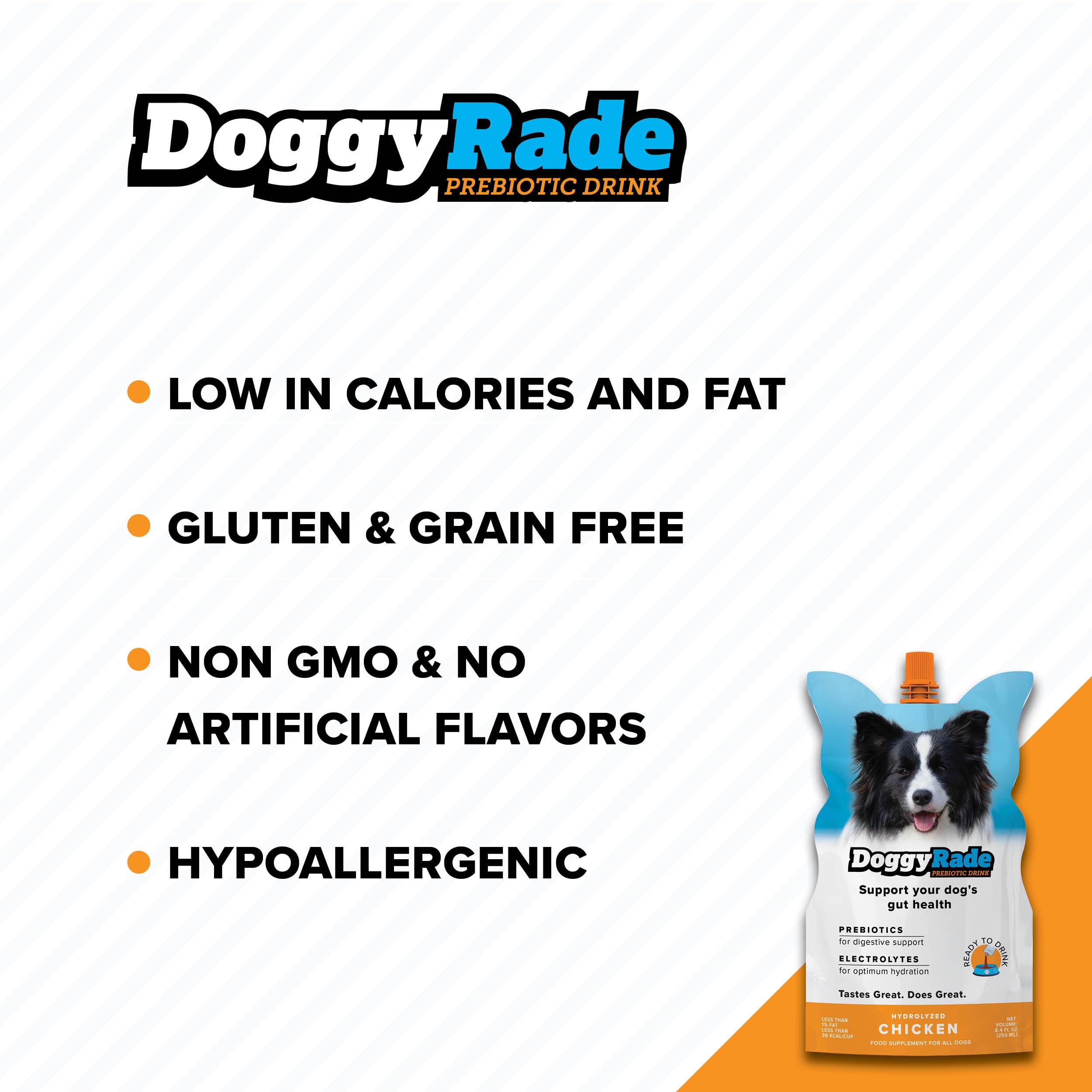 Tonisity DoggyRade chicken flavor label helps attract dogs during meals