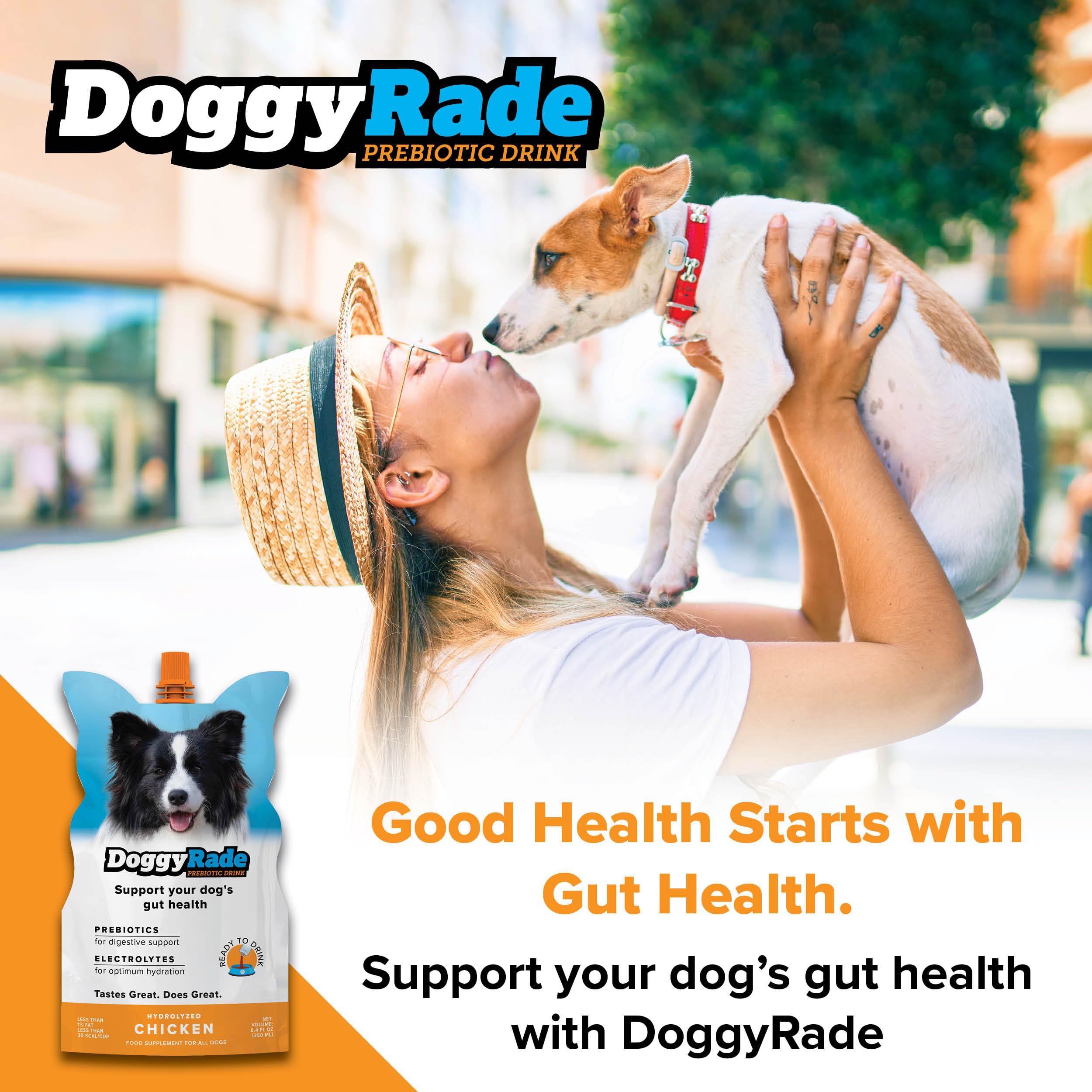 Tonisity DoggyRade ready to drink pouch on the go for quick hydration