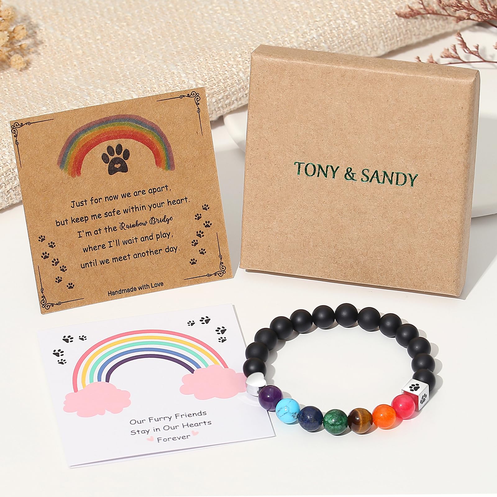 TONY & SANDY Memorial bracelet with card set for thoughtful sympathy gifting.