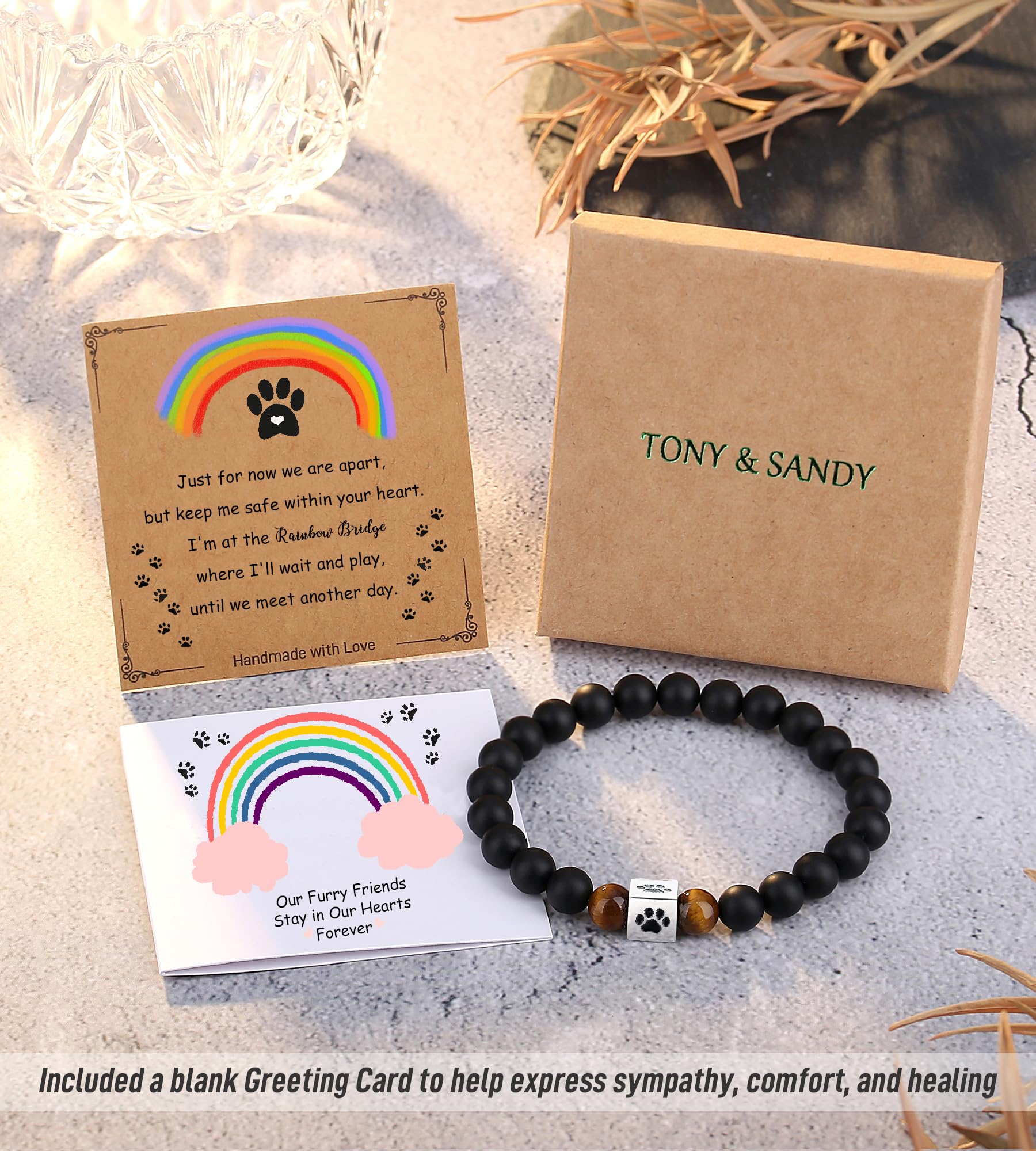 tony-and-sandy memorial bracelet closeup showcasing flexible cord for easy wearing