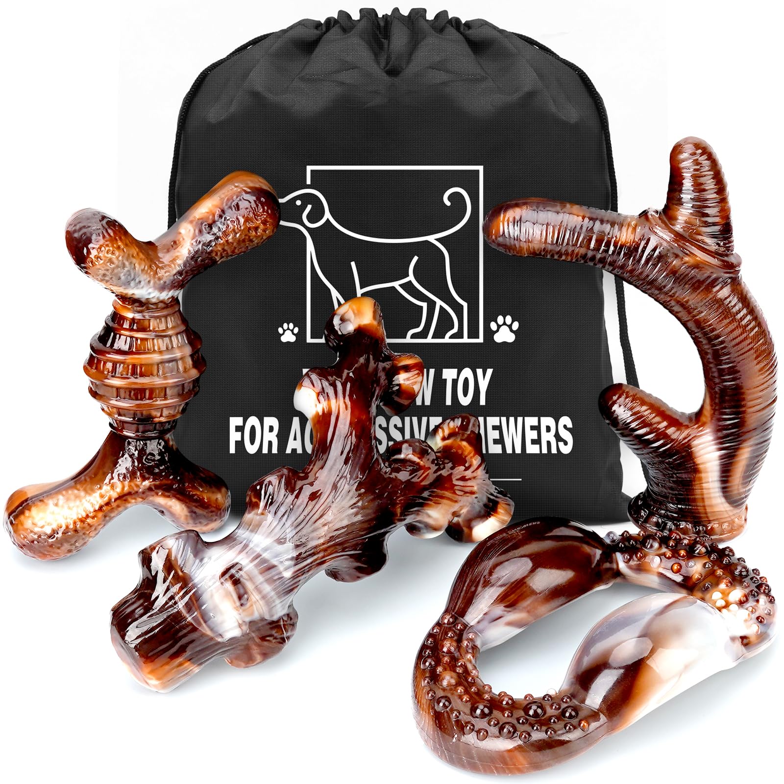 TonyEst indestructible nylon dog chew toy for aggressive chewers boosts durability and long-lasting play.