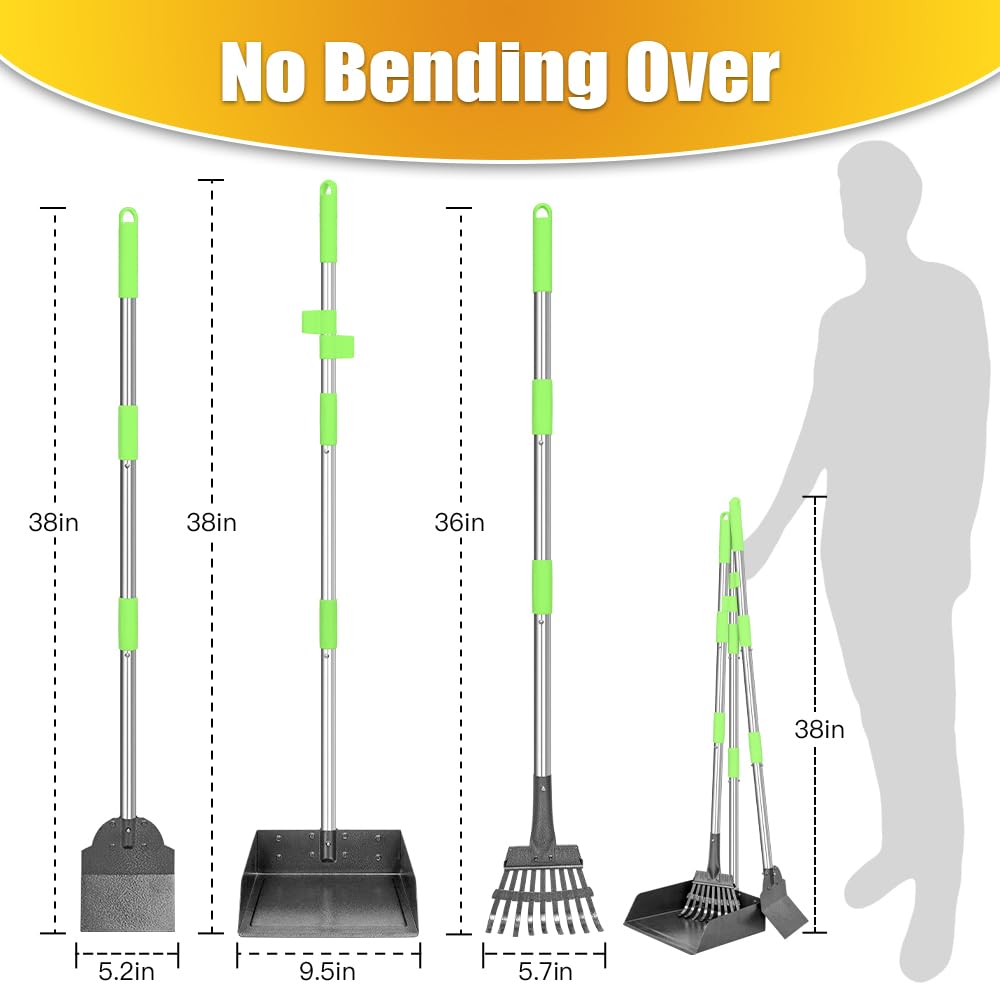 TOOGE Larger Pooper Scooper extended-reach-rake minimizes strain during yard duties.